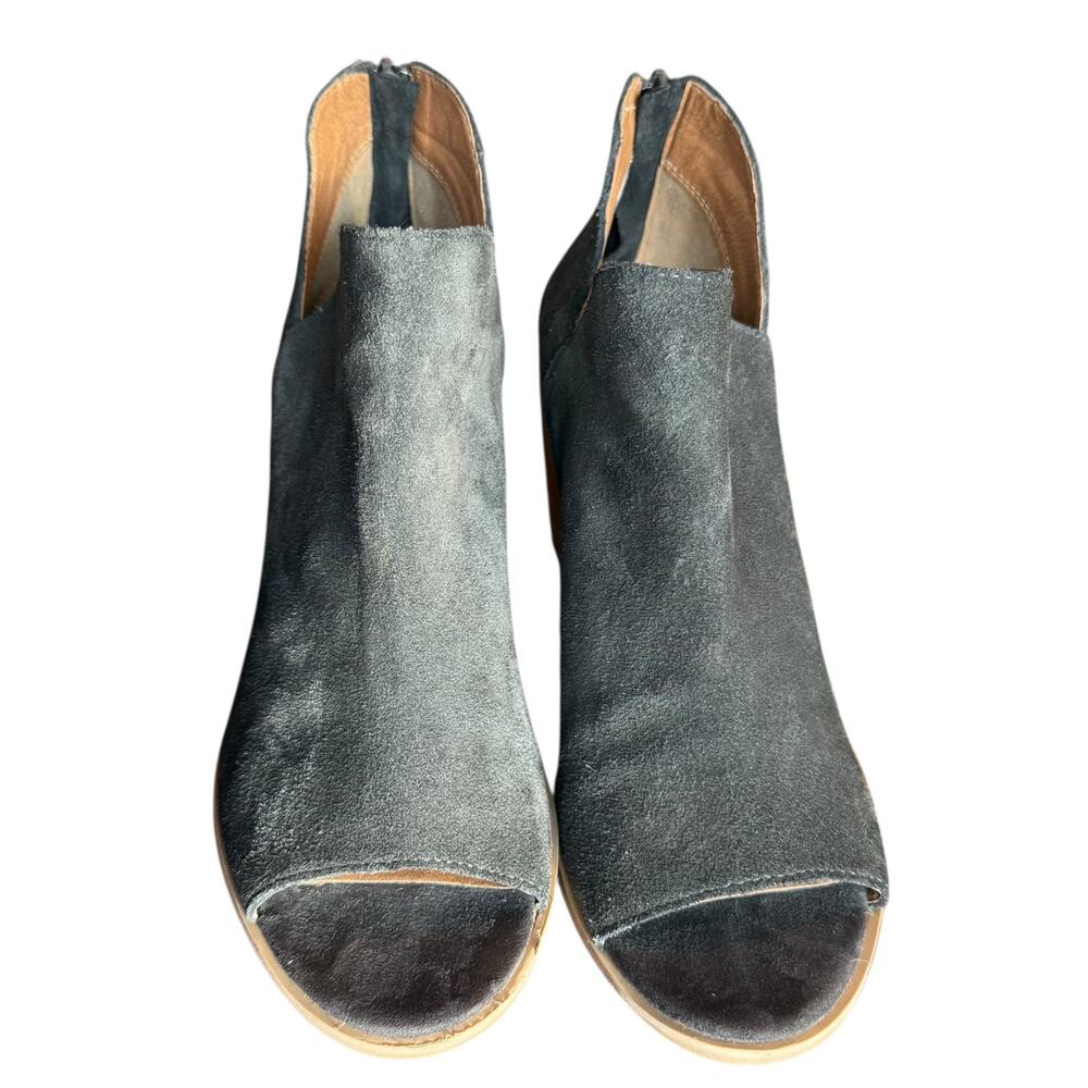 Susina Women's Carina Lea‎ Charcoal Gray Suede Peep Toe Ankle Booties - Size 8 - Picture 5 of 10
